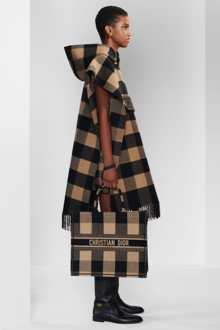 dior plaid poncho