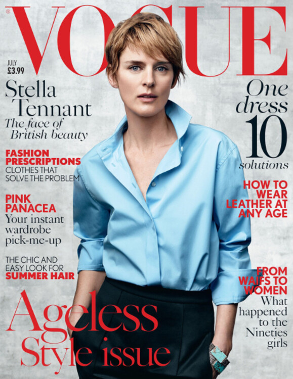 Стелла Теннант на обложке British Vogue, июль 2015. Фото: Крэйг Макдин