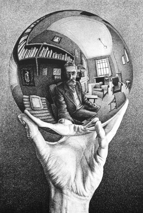 М.Ешер. Автопортрет у сферичному дзеркалі, 1921/\