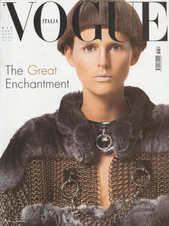 Стелла Теннант на обложке Vogue Italia, март 2003. Фото: Стивен Майзел