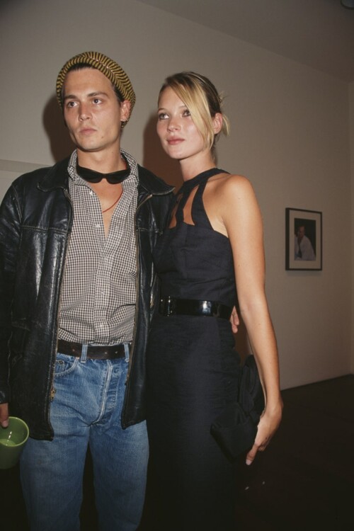 Джонни Депп и Кейт Мосс в художественной галерее Danziger в Нью-Йорке, 1995