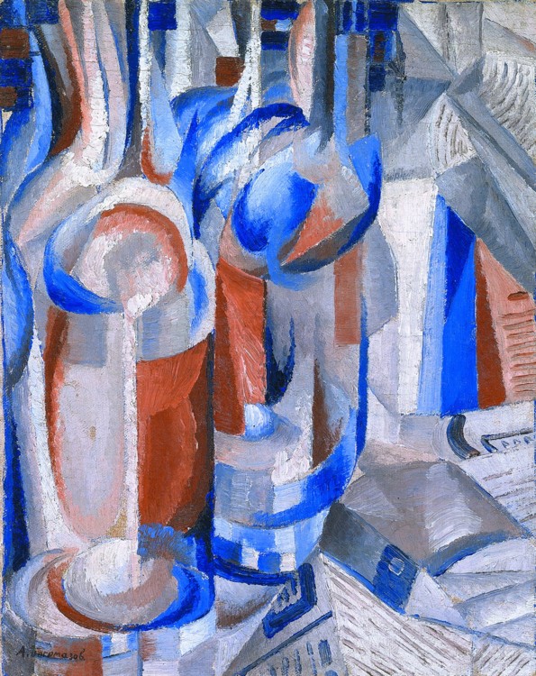 Олександр Богомазов. Натюрморт. Пляшки. 1915, збірка NAMU
