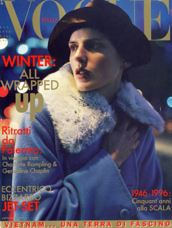 Стелла Теннант на обложке Vogue Italia, декабрь 1995. Фото: Стивен Майзел